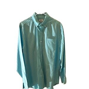 Southern Tide Men's Blue/Green Check Woven Cotton Button-Down Shirt, L